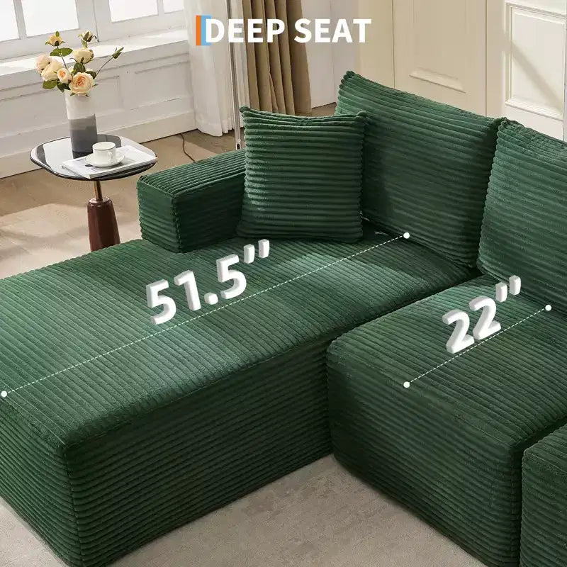 108 Modern Sofa Couch, 3 Seater Upholstered L Shaped Sofa with Pillows, Deep Seat Sofa, No Assembly Required