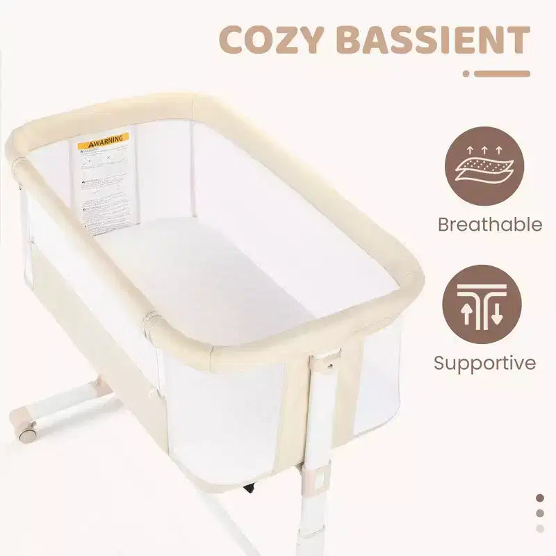 Berceau bébé avec roues 鈥?Beige / Gris / Rose, Cododo, pour 1 bébé