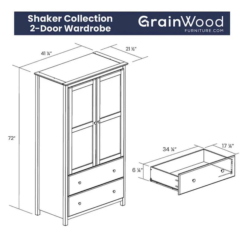 Armoire 2 portes en bois massif - 41x72x22