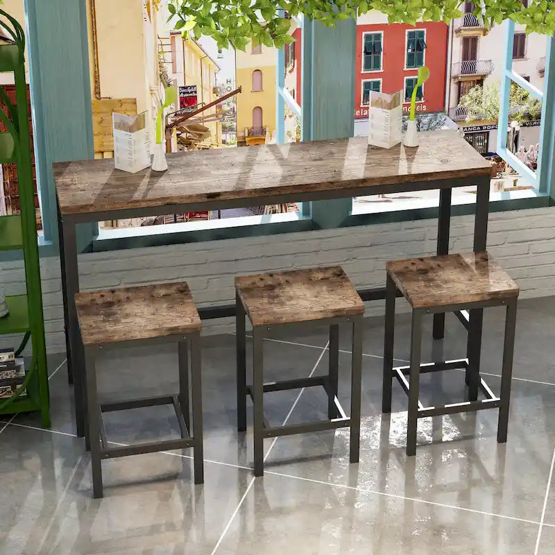 Ensemble table de bar et 3 tabourets