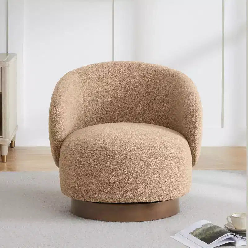 Fauteuil d'appoint pivotant Spruce&Spring en tissu avec base en bois