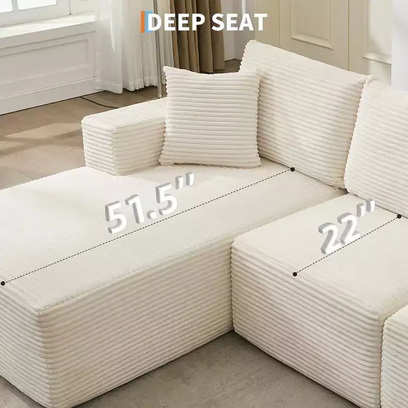 108 Modern Sofa Couch, 3 Seater Upholstered L Shaped Sofa with Pillows, Deep Seat Sofa, No Assembly Required