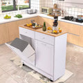 Meuble de cuisine EROMMY à double inclinaison avec 2 tiroirs, meuble poubelle avec rangement sur roulettes, blanc