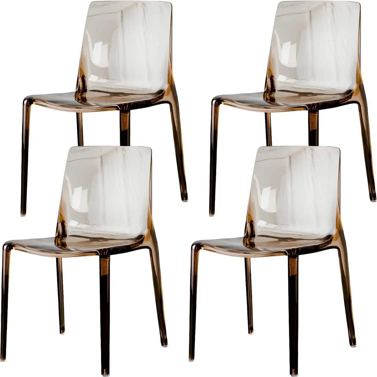 Chaise de salle à manger sans accoudoirs à dossier bas en acrylique ambre