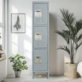 Casier en métal 3 portes 66H avec serrure pour employés, armoire de rangement pour gymnase à domicile, bureau, école, garage, gris