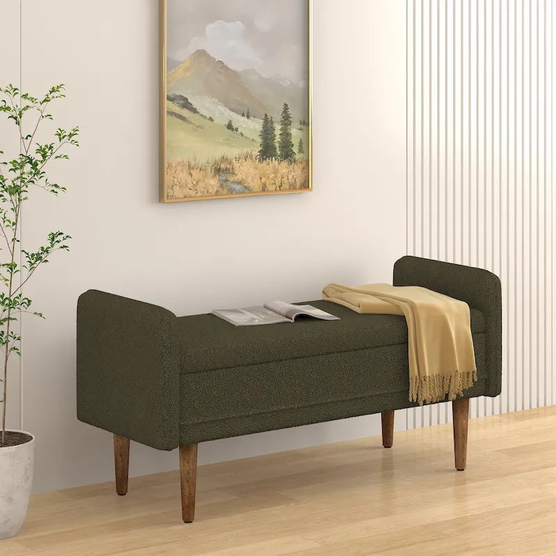 Pouffe de rangement en tissu de lin, avec espace de rangement, adapté aux appartements, salons et chambres à coucher