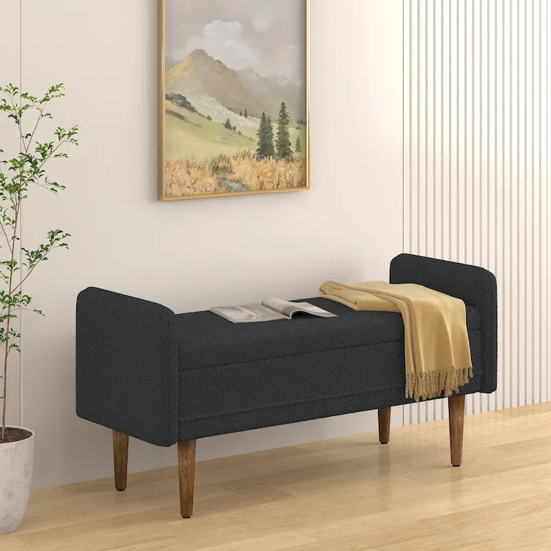 Pouffe de rangement en tissu de lin, avec espace de rangement, adapté aux appartements, salons et chambres à coucher