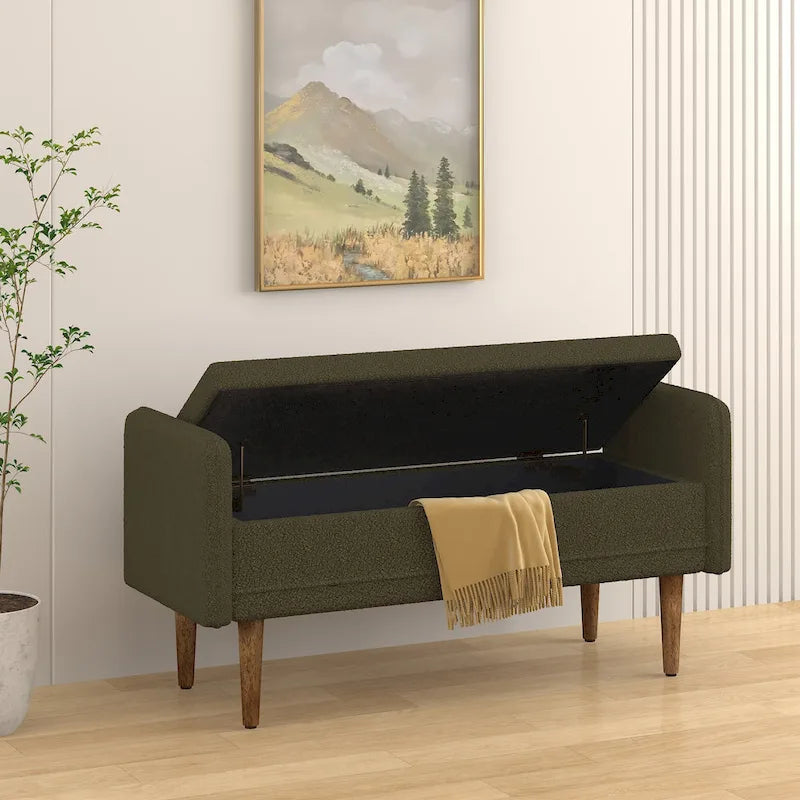 Pouffe de rangement en tissu de lin, avec espace de rangement, adapté aux appartements, salons et chambres à coucher