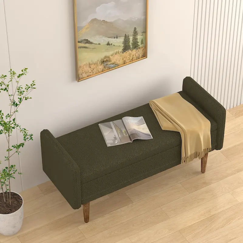 Pouffe de rangement en tissu de lin, avec espace de rangement, adapté aux appartements, salons et chambres à coucher