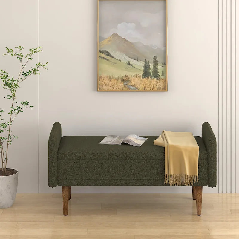Pouffe de rangement en tissu de lin, avec espace de rangement, adapté aux appartements, salons et chambres à coucher
