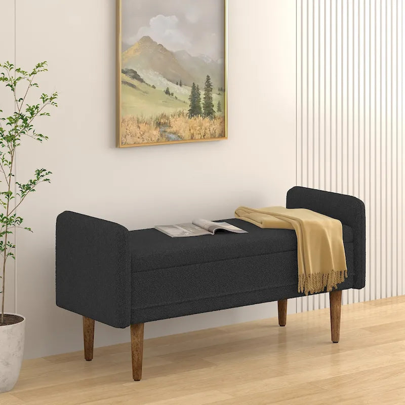 Pouffe de rangement en tissu de lin, avec espace de rangement, adapté aux appartements, salons et chambres à coucher