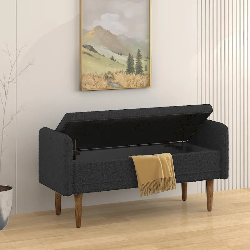 Pouffe de rangement en tissu de lin, avec espace de rangement, adapté aux appartements, salons et chambres à coucher