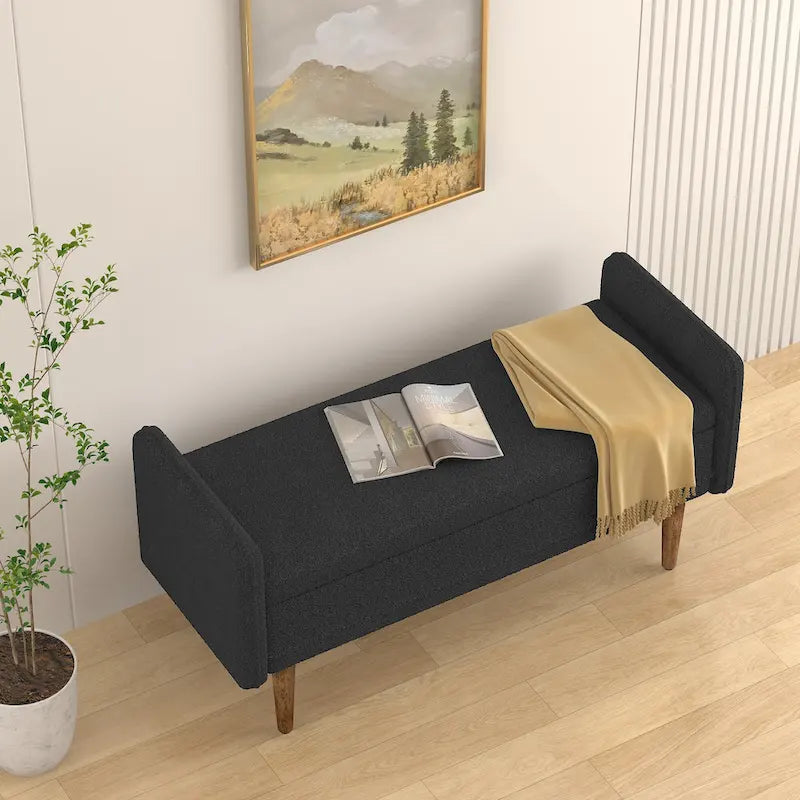 Pouffe de rangement en tissu de lin, avec espace de rangement, adapté aux appartements, salons et chambres à coucher