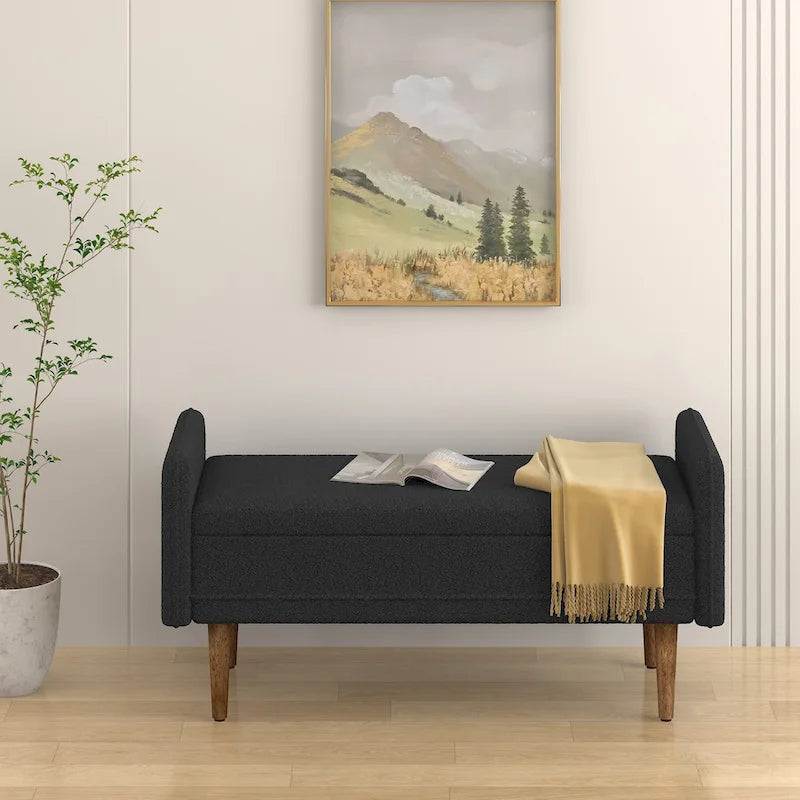 Pouffe de rangement en tissu de lin, avec espace de rangement, adapté aux appartements, salons et chambres à coucher
