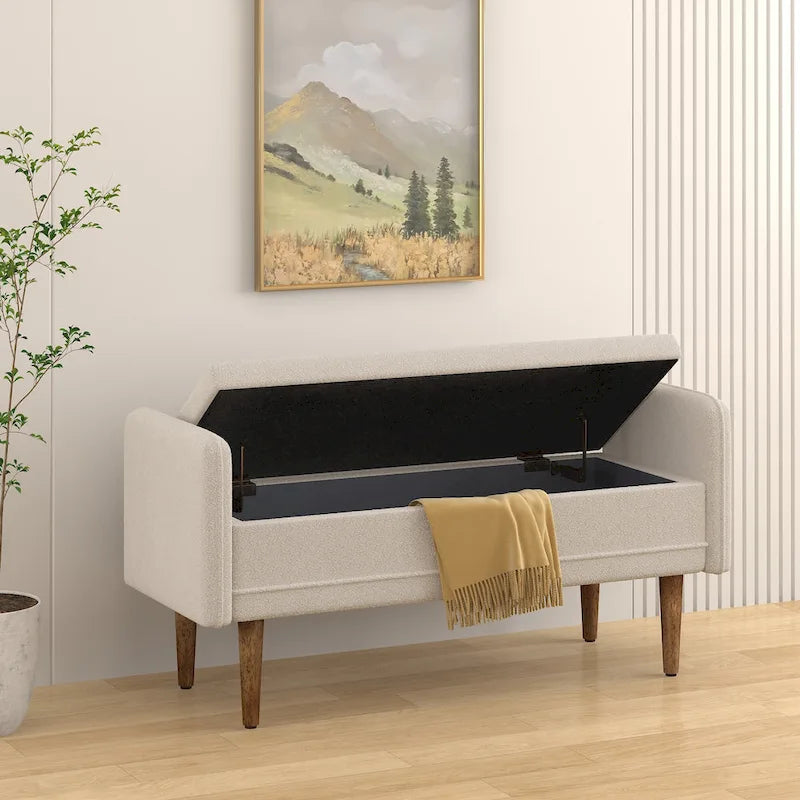 Pouffe de rangement en tissu de lin, avec espace de rangement, adapté aux appartements, salons et chambres à coucher