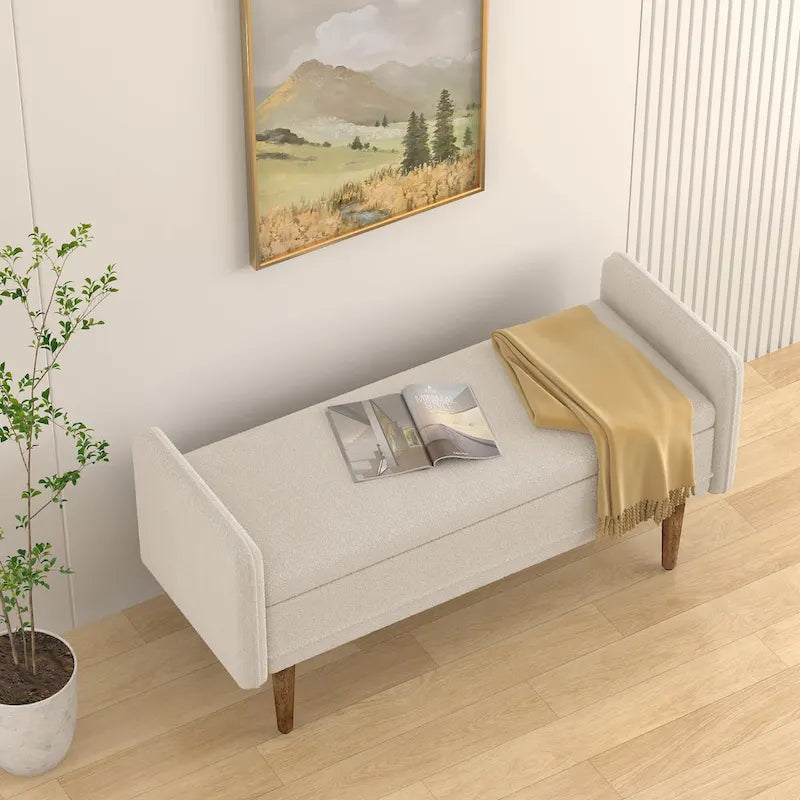 Pouffe de rangement en tissu de lin, avec espace de rangement, adapté aux appartements, salons et chambres à coucher