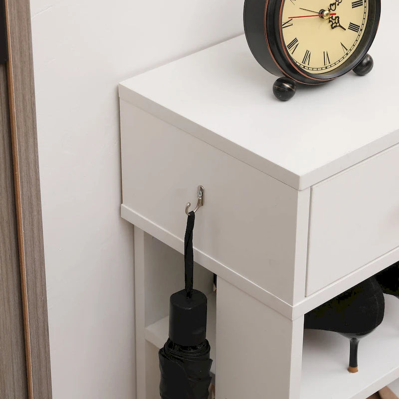 Meuble à chaussures moderne et minimaliste en bois avec 2 tiroirs, armoire à chaussures à 4 niveaux pour entrée