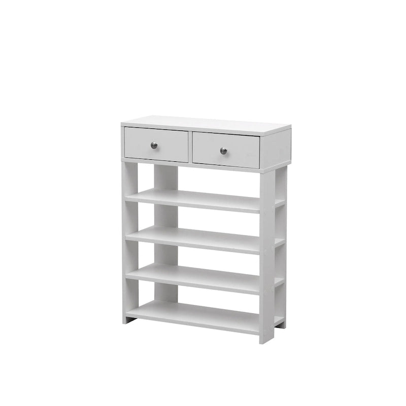 Meuble à chaussures moderne et minimaliste en bois avec 2 tiroirs, armoire à chaussures à 4 niveaux pour entrée