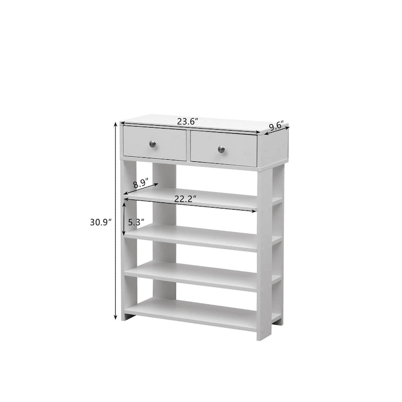 Meuble à chaussures moderne et minimaliste en bois avec 2 tiroirs, armoire à chaussures à 4 niveaux pour entrée