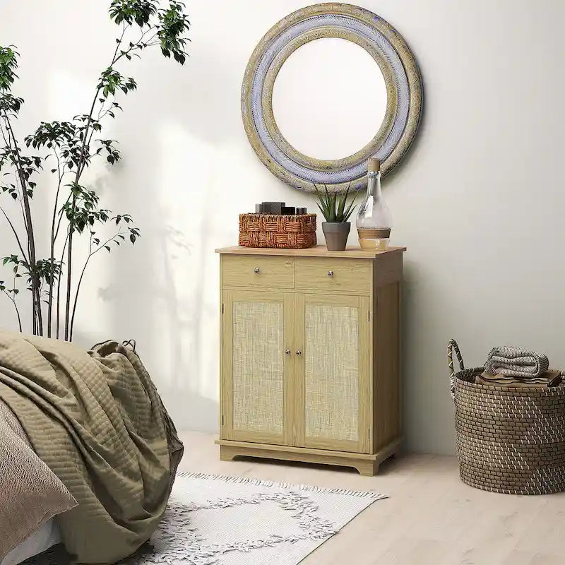 Meuble de rangement de cuisine moderne, meuble de bar à café avec 2 tiroirs, portes et étagère réglable