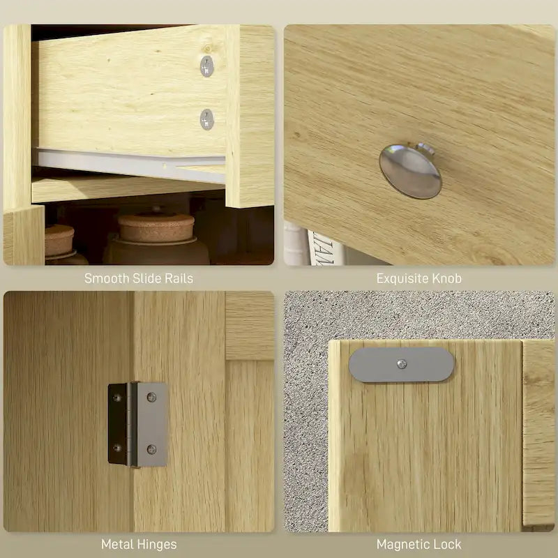Meuble de rangement de cuisine moderne, meuble de bar à café avec 2 tiroirs, portes et étagère réglable