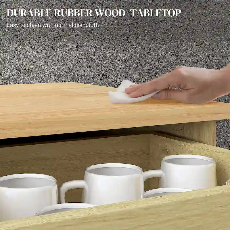Meuble de rangement de cuisine moderne, meuble de bar à café avec 2 tiroirs, portes et étagère réglable
