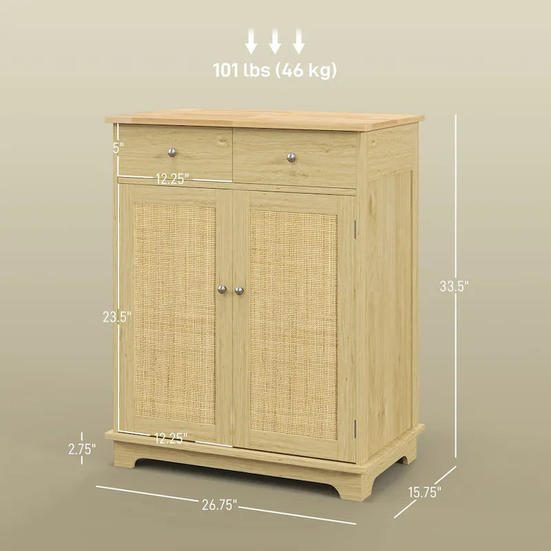 Meuble de rangement de cuisine moderne, meuble de bar à café avec 2 tiroirs, portes et étagère réglable