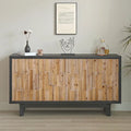 Bahut moderne en bois à 4 portes avec motif géométrique texturé – Porte en bois naturel