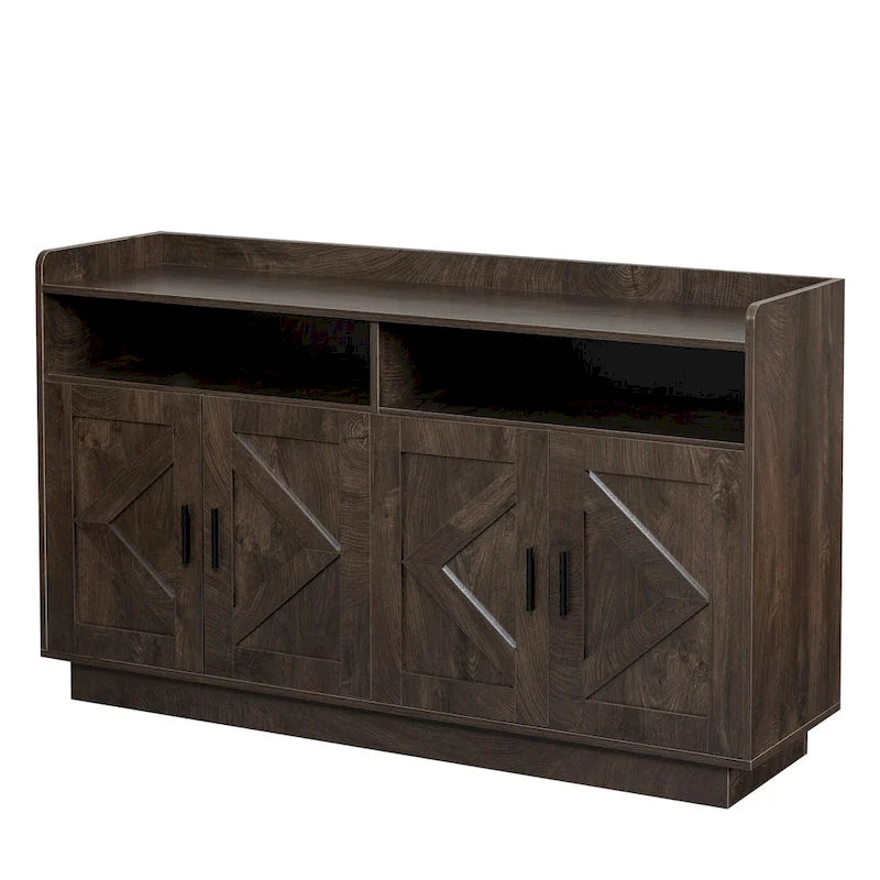 Vaisselier, buffet de rangement, console de service, armoire de rangement solide, panneaux de porte façonnés, poignée en métal
