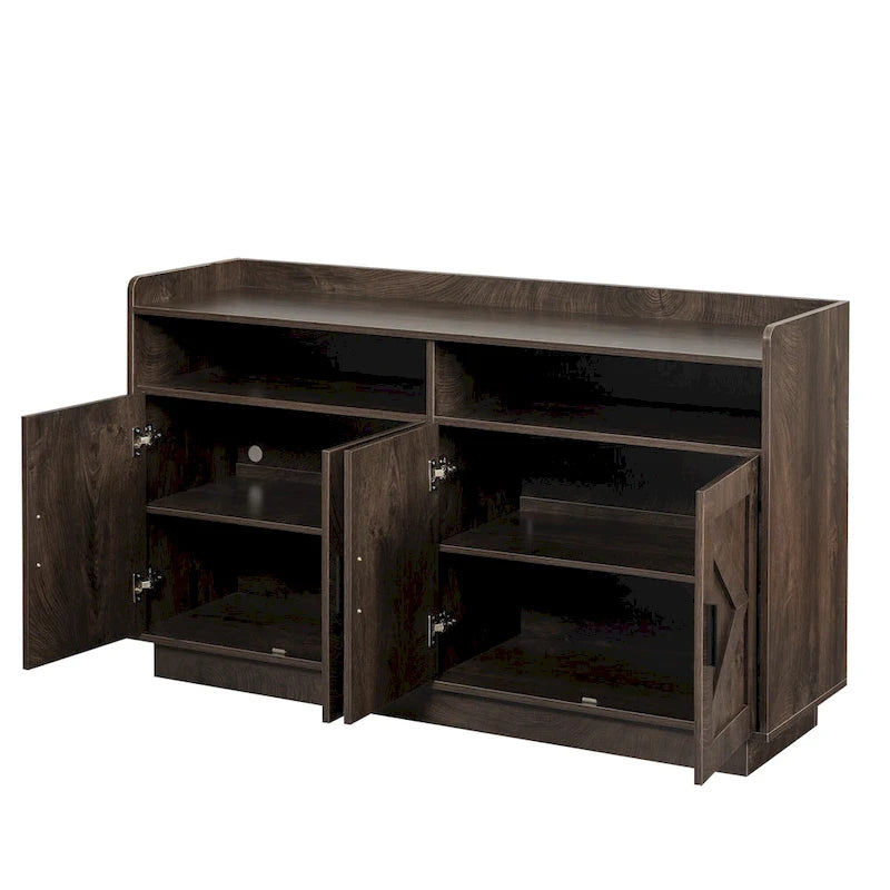 Vaisselier, buffet de rangement, console de service, armoire de rangement solide, panneaux de porte façonnés, poignée en métal