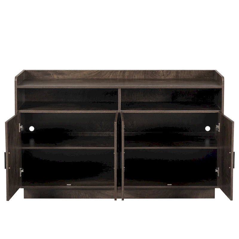 Vaisselier, buffet de rangement, console de service, armoire de rangement solide, panneaux de porte façonnés, poignée en métal