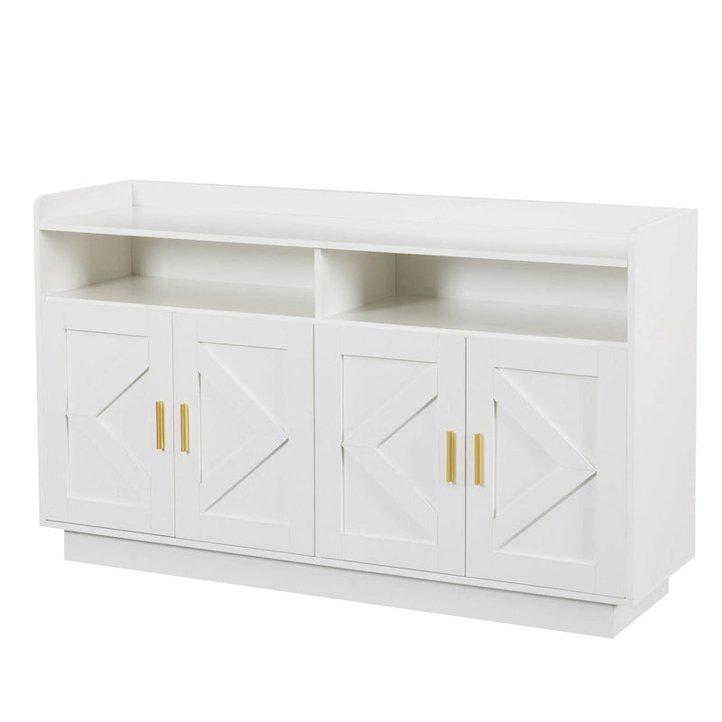 Vaisselier, buffet de rangement, console de service, armoire de rangement solide, panneaux de porte façonnés, poignée en métal