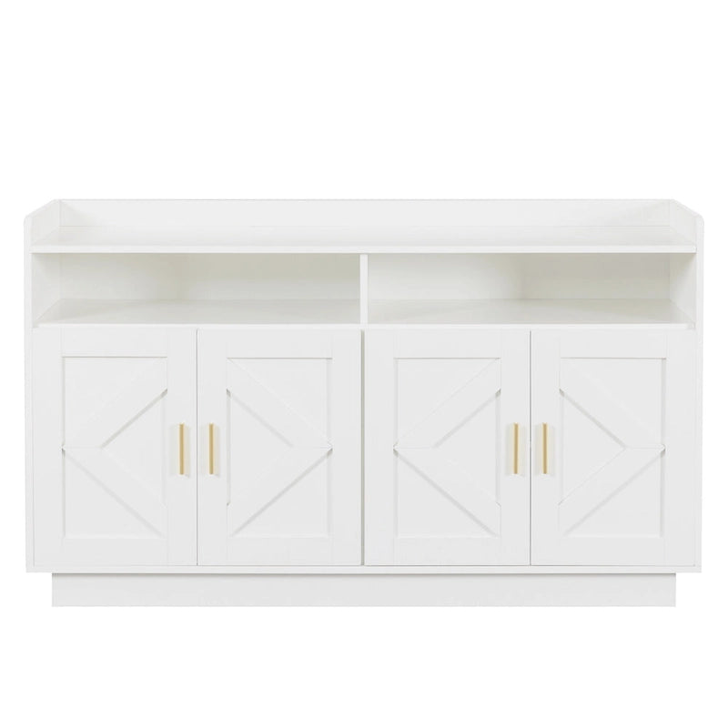 Vaisselier, buffet de rangement, console de service, armoire de rangement solide, panneaux de porte façonnés, poignée en métal
