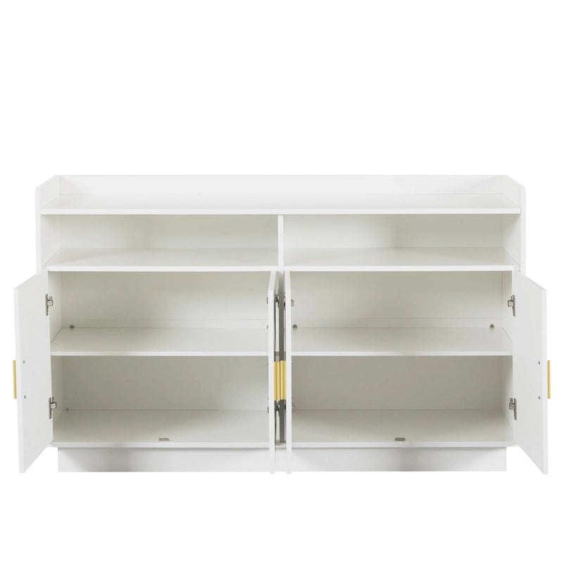 Vaisselier, buffet de rangement, console de service, armoire de rangement solide, panneaux de porte façonnés, poignée en métal