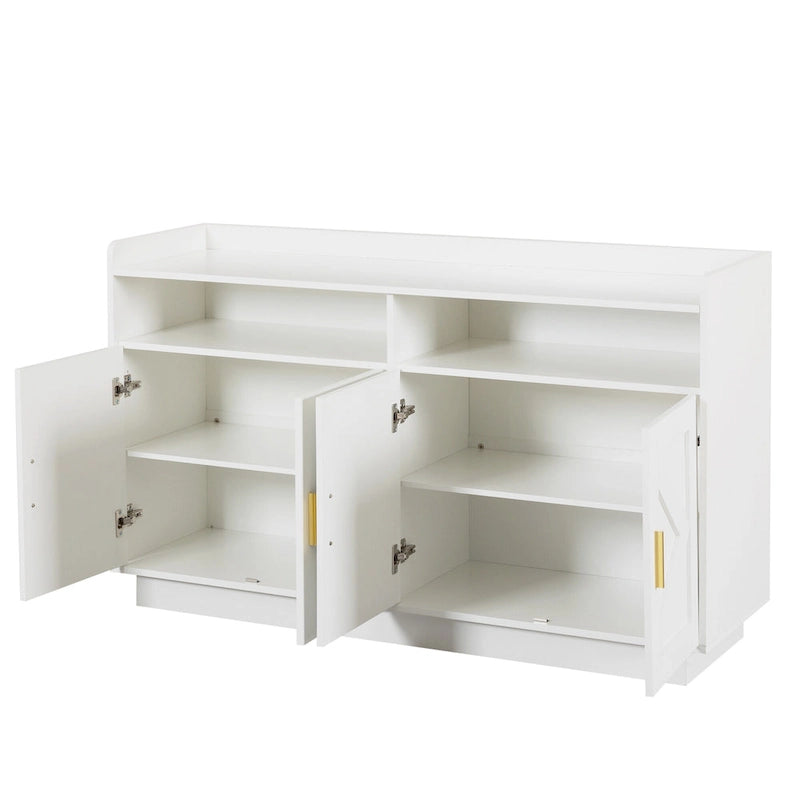 Vaisselier, buffet de rangement, console de service, armoire de rangement solide, panneaux de porte façonnés, poignée en métal