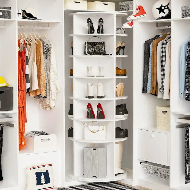 Meuble à chaussures rotatif, tour à chaussures à 7 niveaux, organisateur de chaussures rotatif à 360°, design haut, convient pour 28 paires de chaussures