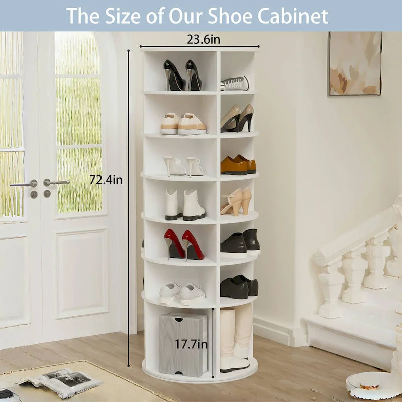 Meuble à chaussures rotatif, tour à chaussures à 7 niveaux, organisateur de chaussures rotatif à 360°, design haut, convient pour 28 paires de chaussures