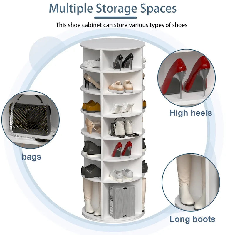 Meuble à chaussures rotatif, tour à chaussures à 7 niveaux, organisateur de chaussures rotatif à 360°, design haut, convient pour 28 paires de chaussures