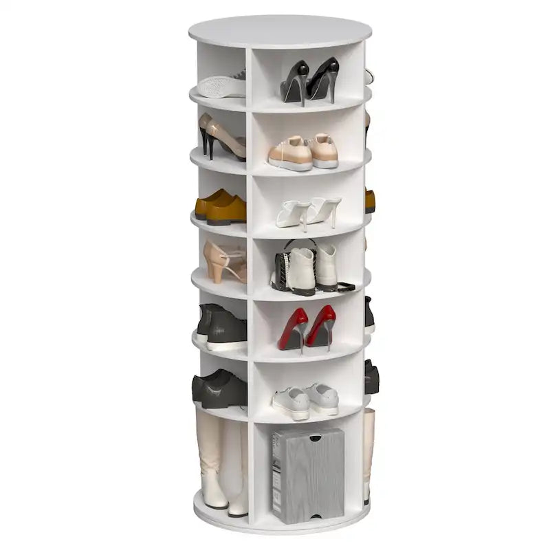 Meuble à chaussures rotatif, tour à chaussures à 7 niveaux, organisateur de chaussures rotatif à 360°, design haut, convient pour 28 paires de chaussures