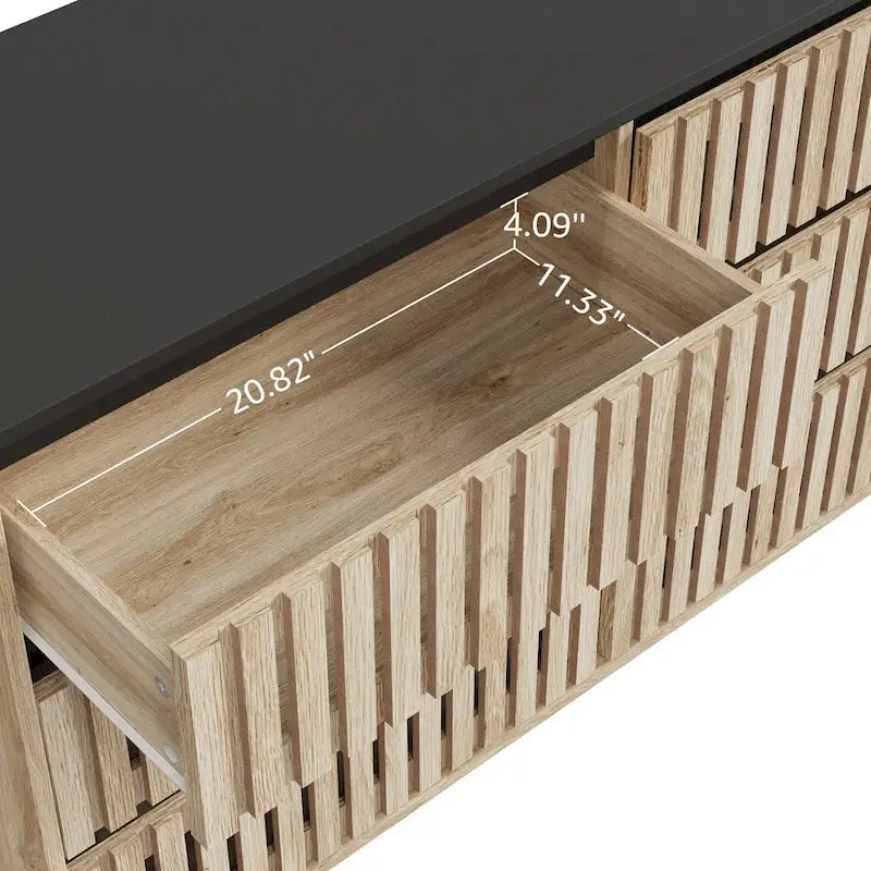 Meuble de rangement à six tiroirs avec panneaux de fibres à densité moyenne de haute qualité et cadre en métal