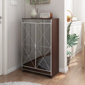 Armoire miroir de décoration élégante avec bords argentés, armoire miroir de rangement à double porte, armoire à chaussures