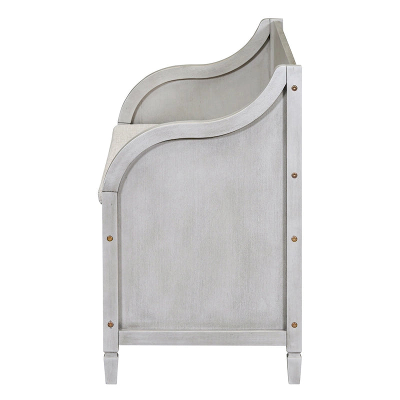 Banc de rangement multifonctionnel en bois massif de style rustique pour entrée avec charnière de sécurité