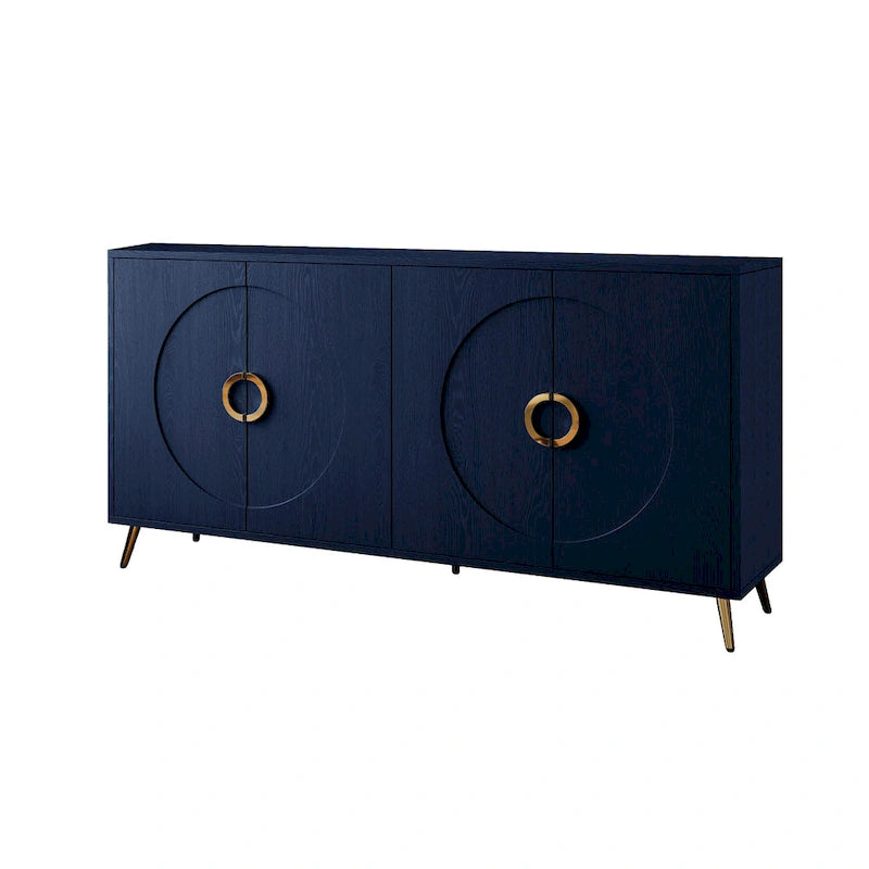 Meuble Buffet Armoire en Bois Laqué Moderne à 4 Portes pour Salon, Entrée, Couloir, Bureau
