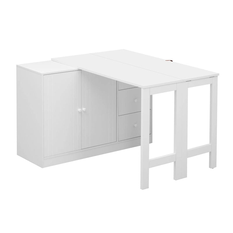 Buffet innovant avec 2 portes, 3 tiroirs et plateau coulissant réglable pour une utilisation flexible, idéal pour l'entrée et le salon