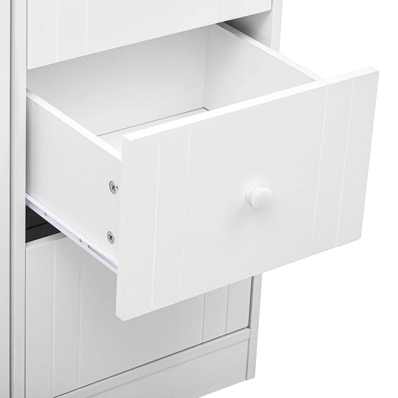 Buffet innovant avec 2 portes, 3 tiroirs et plateau coulissant réglable pour une utilisation flexible, idéal pour l'entrée et le salon