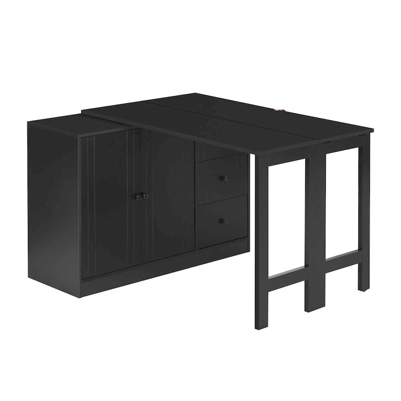 Buffet innovant avec 2 portes, 3 tiroirs et plateau coulissant réglable pour une utilisation flexible, idéal pour l'entrée et le salon