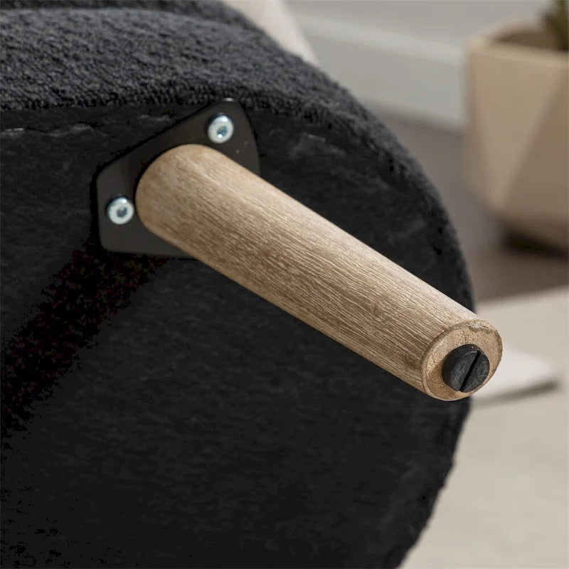 Banc de rangement en tissu bouclé avec pieds en bois pour chambre et salon