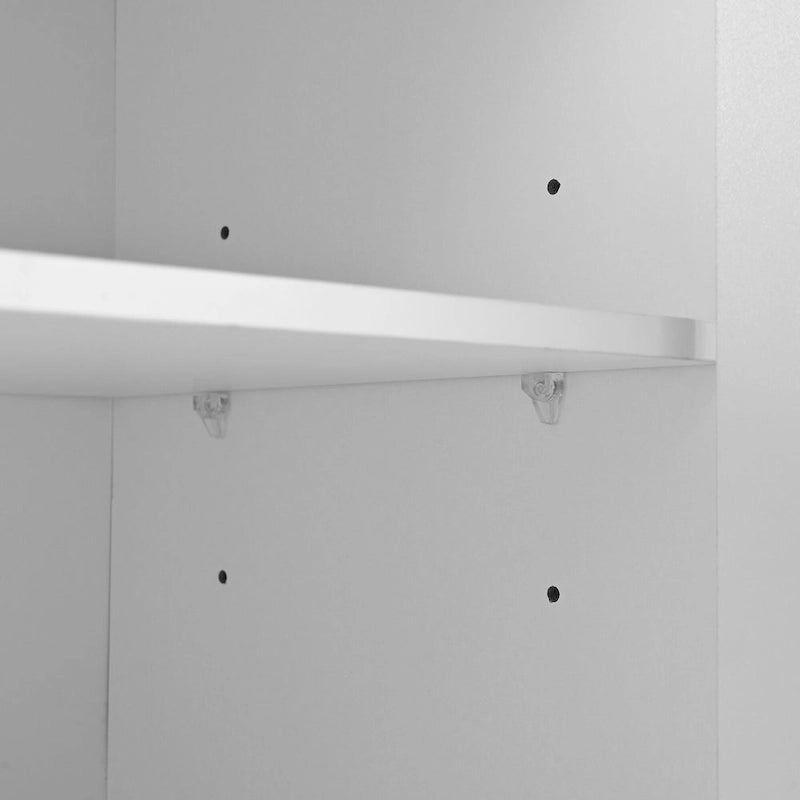 Meuble à chaussures avec 5 pieds en bois massif, buffet avec portes cannelées, meuble de rangement à 4 portes avec étagères réglables