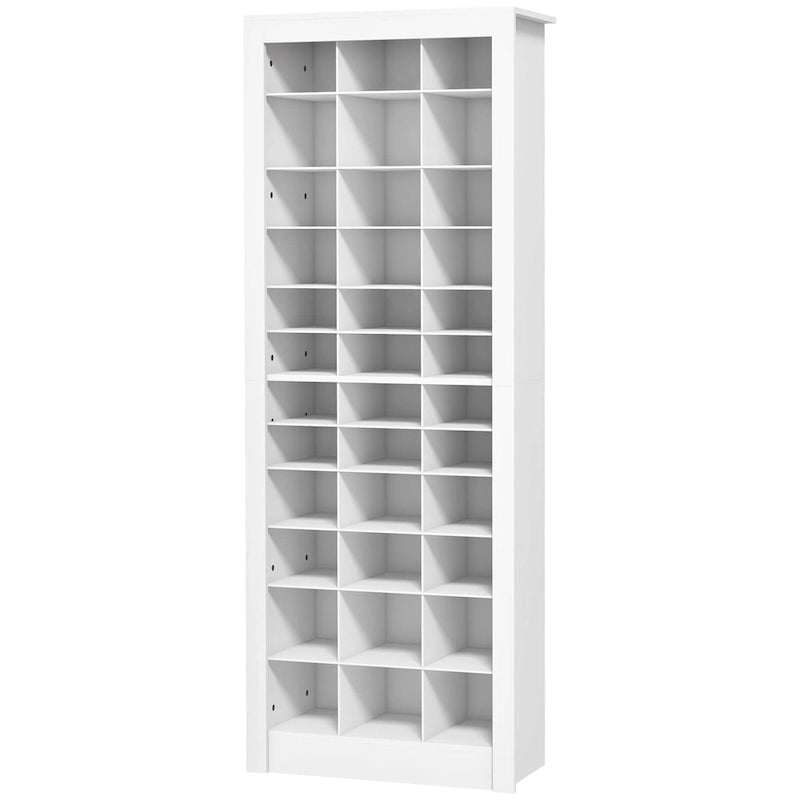 Étagère à chaussures verticale de 71", organisateur de rangement étroit, meuble à chaussures pour entrée avec casiers ouverts pour 36 paires, blanc