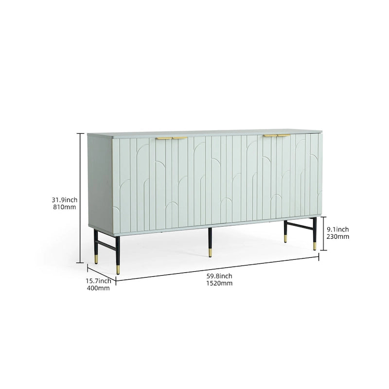 Buffet/Crédence, Armoire d'Appoint Moderne à 4 Portes, Meuble d'Entrée avec Rangement pour Salon, Salle à Manger, Gris